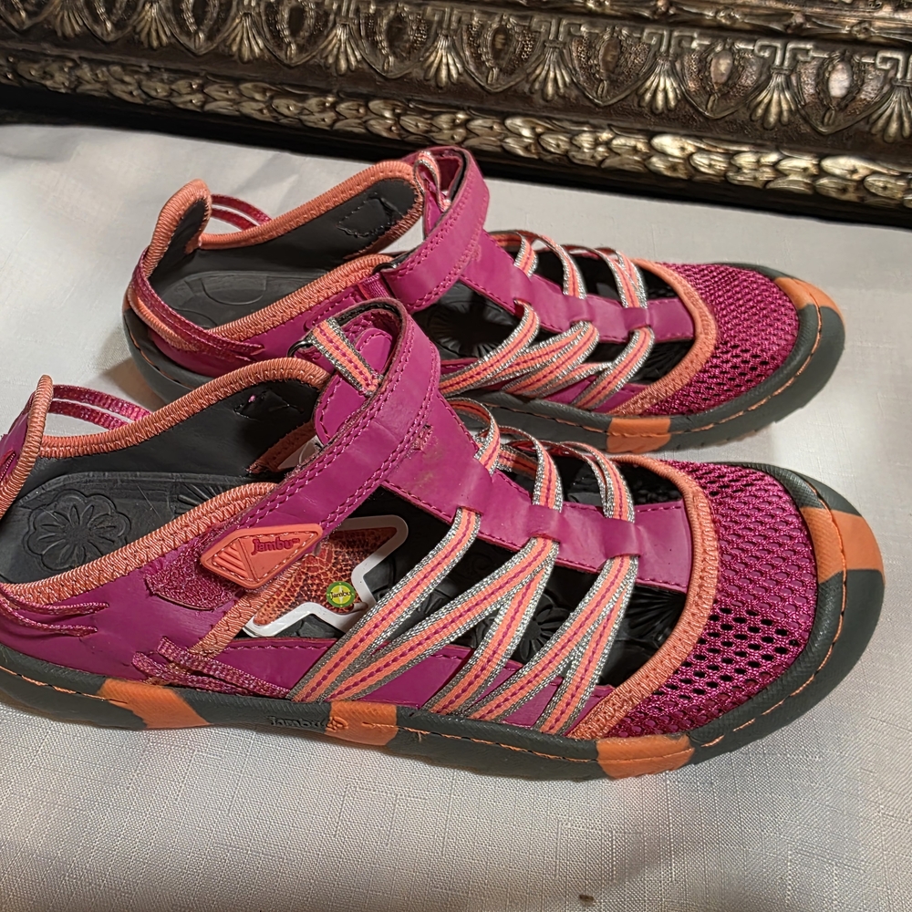Jambu Pink and Orange Sandals with Breathable Mesh.  Size 7M.